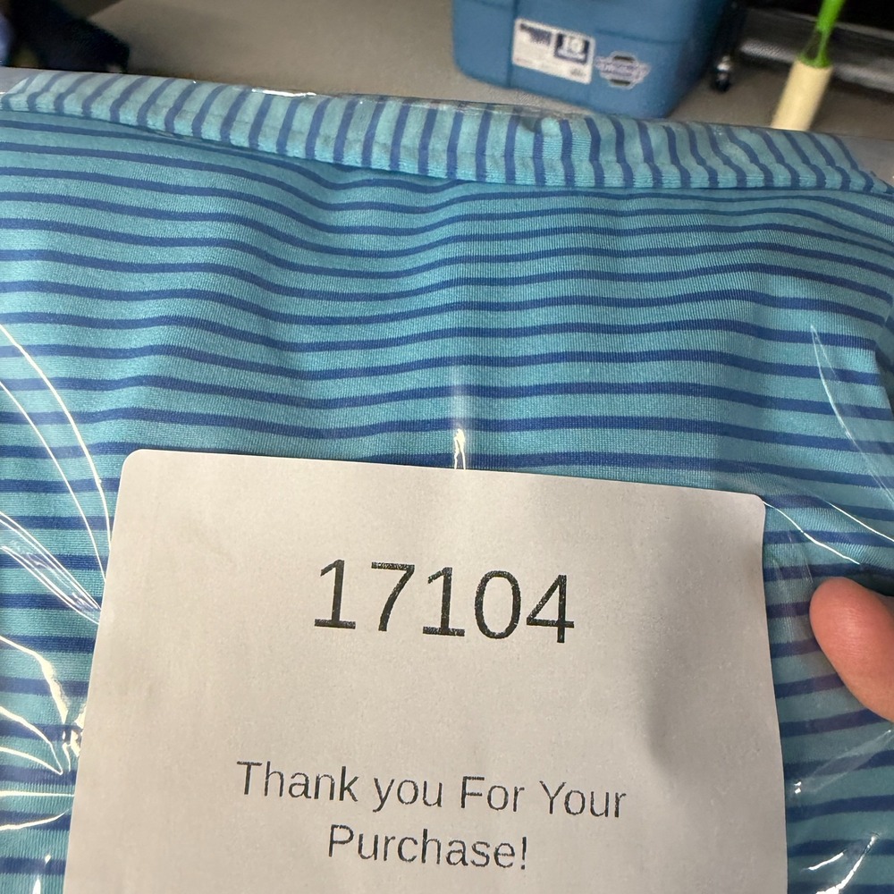 Vineyard Vines Polo Shirt Mens XL Blue Striped Golf Performance Travel Stretch - Picture 10 of 10